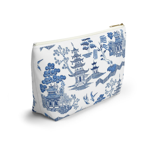 Chinoiserie, Toile, Blue and White Pattern - Accessory Zip Pouch Available in Two Sizes