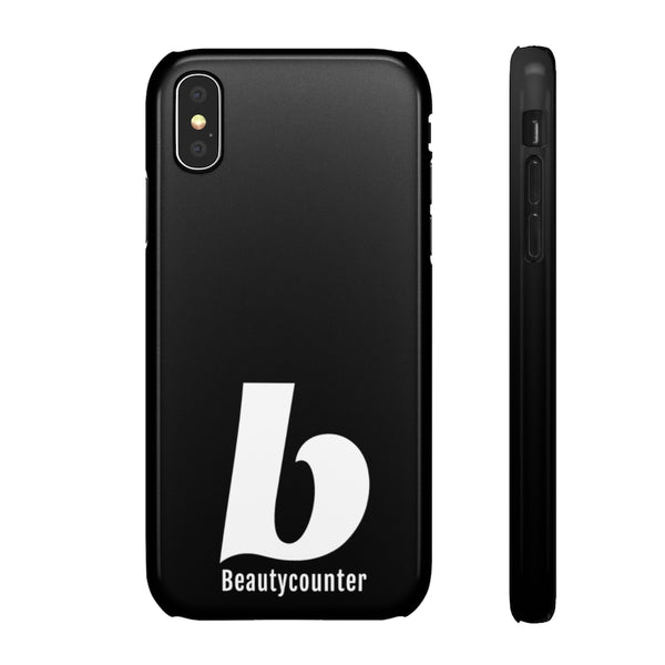 SLEEK Version Pretty Printing X Beautycounter Phone Case Black with White Logo