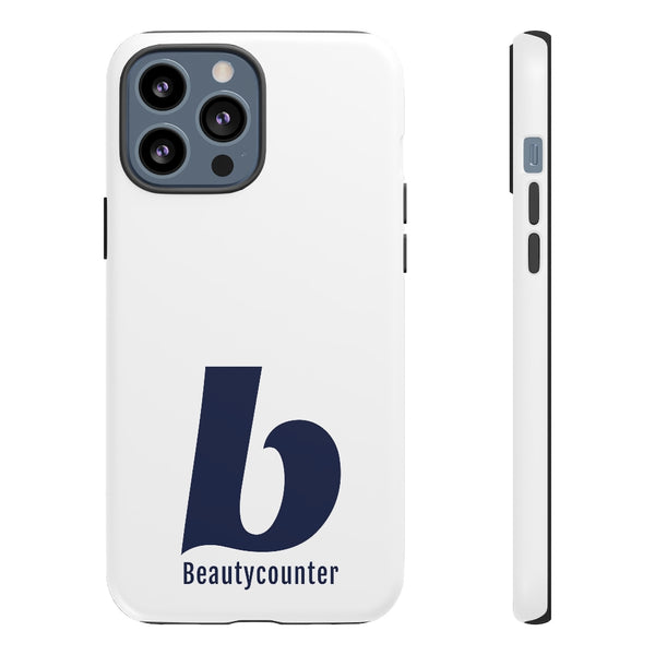 TOUGH Version Pretty Printing X Beautycounter Limited Edition Case White with navy logo