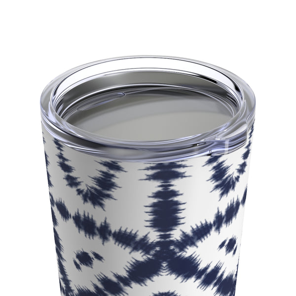 Shibori Tie Dye Navy + White Boho Chic Tumbler Drink stays cool 20oz Inspired