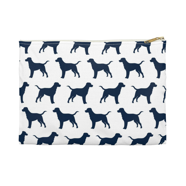 Labrador Retriever Pattern in Navy Zip Pouch, Catchall, Makeup Case, Zip accessory clutch Bag