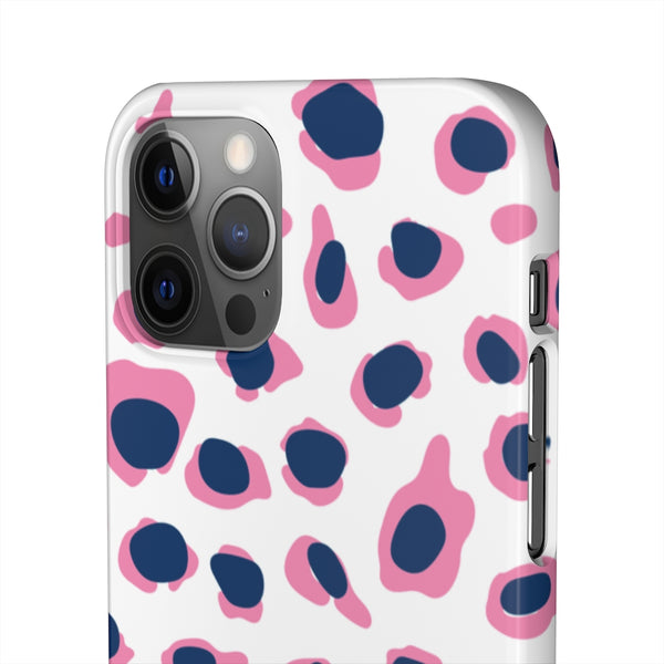 SLEEK Version Pretty Printing X Beautycounter Phone Case Preppy Leopard Navy + Pink Spots