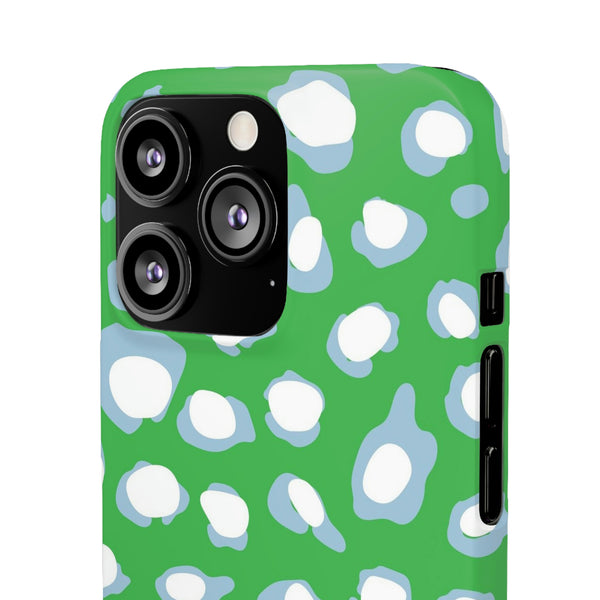 Preppy Leopard Kelly Green + Aqua Spots Protective Phone Case