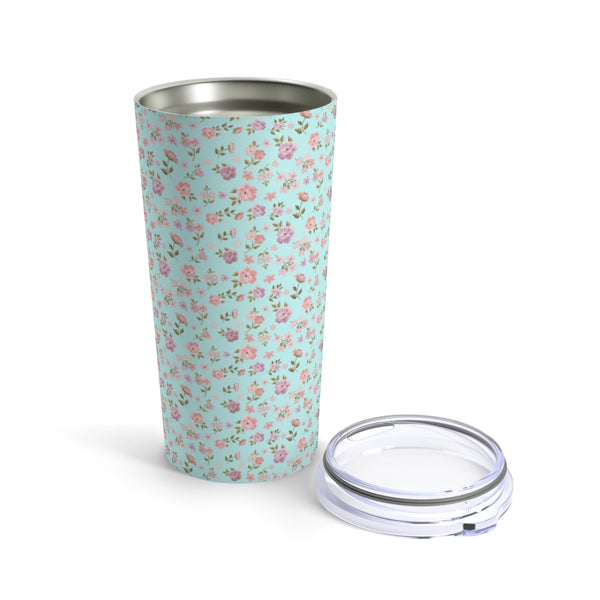 Preppy Disty Floral Tumbler in Aqua Tumbler Drink stays cool 20oz Loveshackfancy Inspired