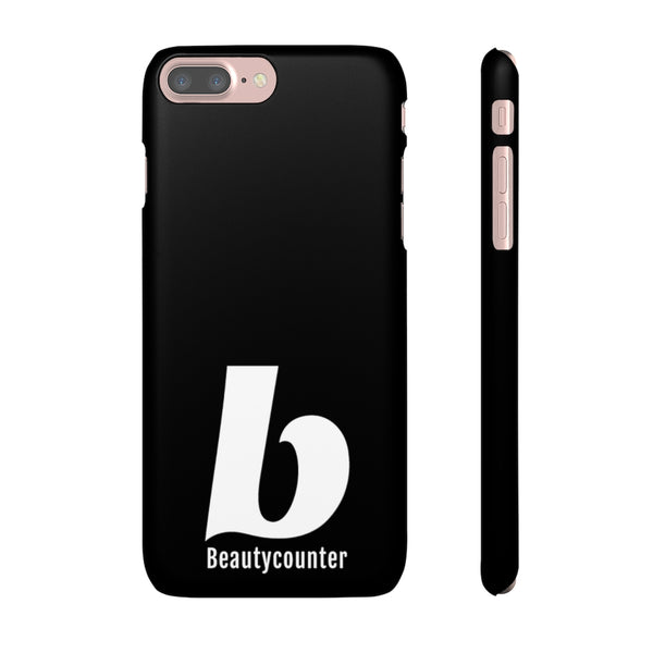 SLEEK Version Pretty Printing X Beautycounter Phone Case Black with White Logo