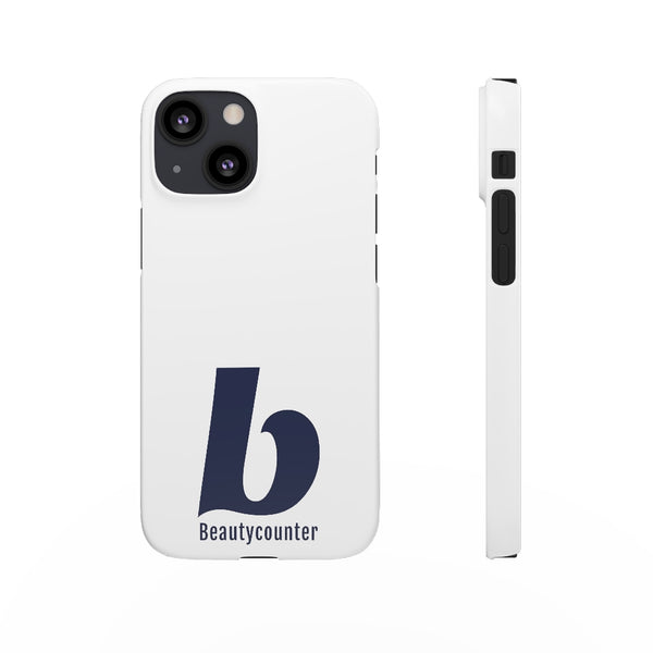 SLEEK Version Pretty Printing X Beautycounter Phone Case White with Navy Logo