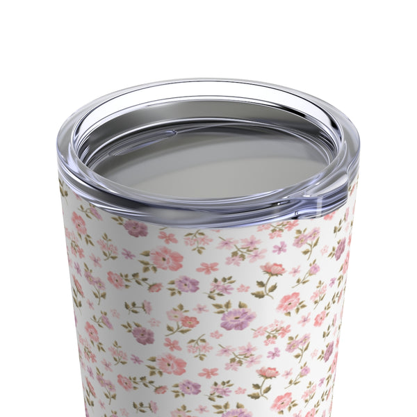 Preppy Disty Floral Tumbler in White Tumbler Drink stays cool 20oz Loveshackfancy Inspired