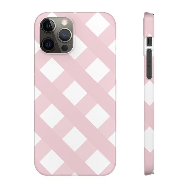 Gingham Blush + White Phone Case