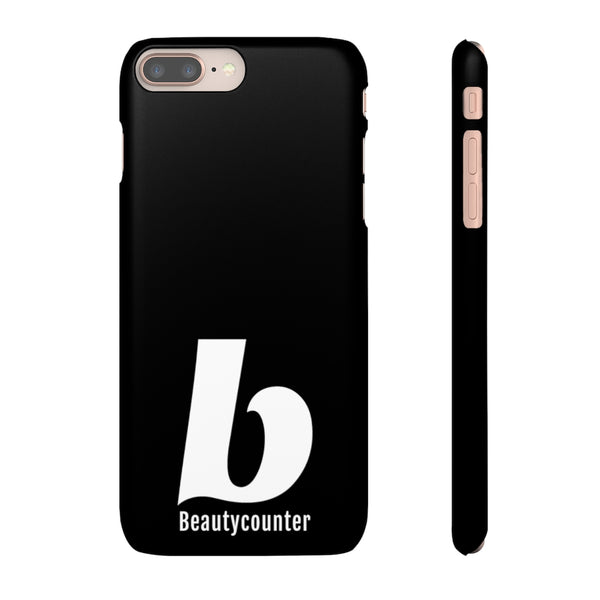 SLEEK Version Pretty Printing X Beautycounter Phone Case Black with White Logo