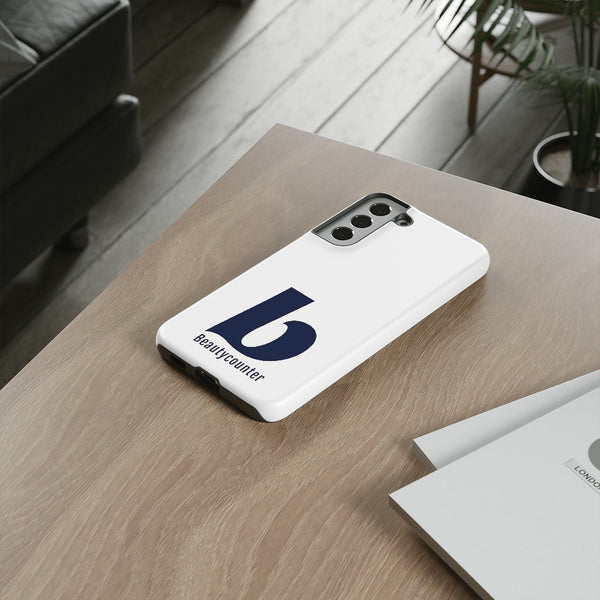 TOUGH Version Pretty Printing X Beautycounter Limited Edition Case White with navy logo