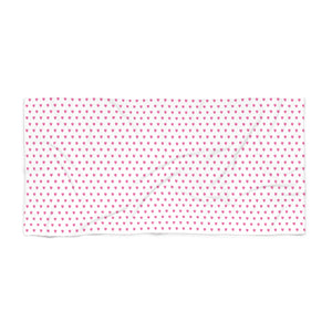 Beach or Bath Towel in Preppy Watercolor Pink Hearts - Choose from Two Sizes, Soft and Plush, Preppy Gift for Bathroom, Dorm, Beach