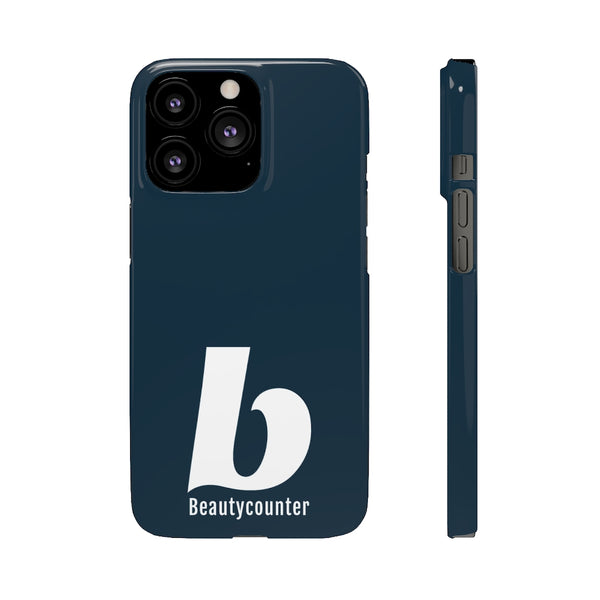 SLEEK Version Pretty Printing X Beautycounter Phone Case Navy with White Logo