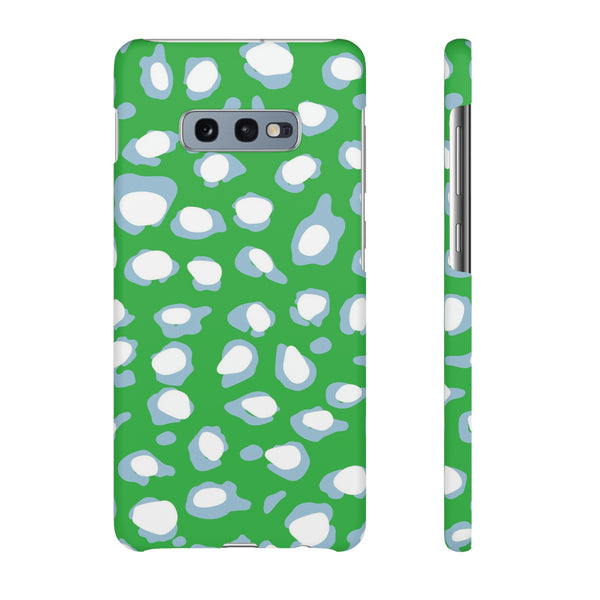 Preppy Leopard Kelly Green + Aqua Spots Protective Phone Case