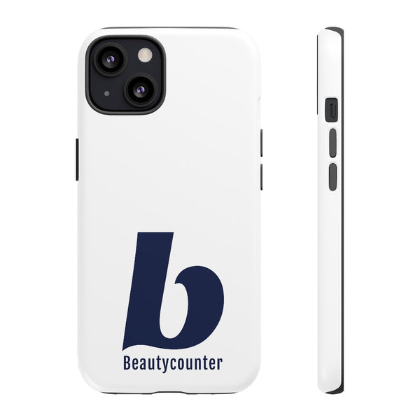 TOUGH Version Pretty Printing X Beautycounter Limited Edition Case White with navy logo