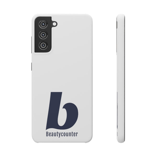 SLEEK Version Pretty Printing X Beautycounter Phone Case White with Navy Logo