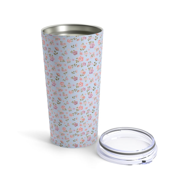 Preppy Disty Floral Tumbler in Blue Tumbler Drink stays cool 20oz Loveshackfancy Inspired