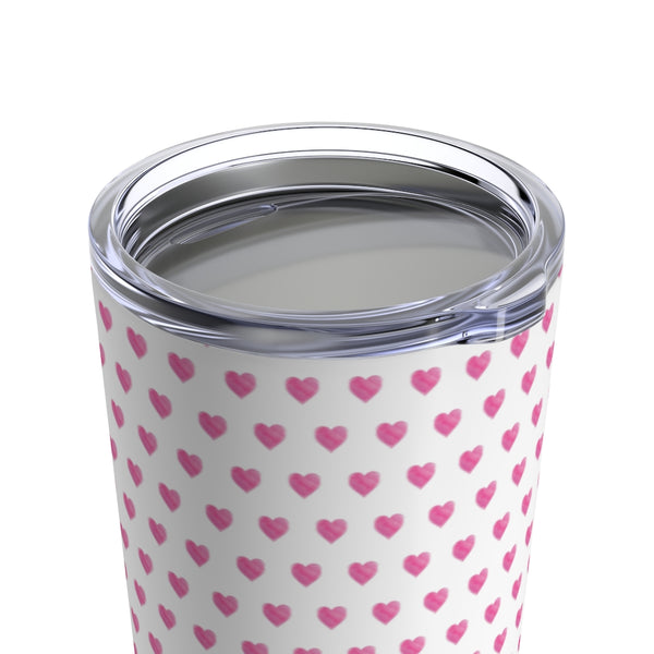 Preppy Watercolor Hearts in Pink Tumbler Drink stays cool 20oz