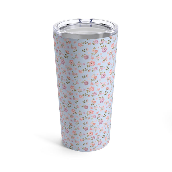 Preppy Disty Floral Tumbler in Blue Tumbler Drink stays cool 20oz Loveshackfancy Inspired