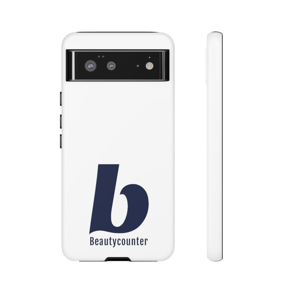 TOUGH Version Pretty Printing X Beautycounter Limited Edition Case White with navy logo