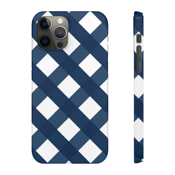 Gingham Navy + White Phone Case