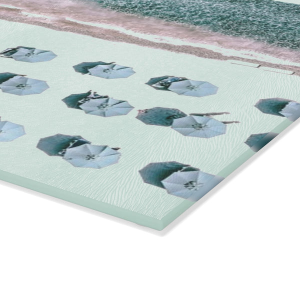 Cutting Board, Aerial Beach Scene Blue Beach Umbrellas choose 8x11 or 11x15 Makes the perfect hostess gift