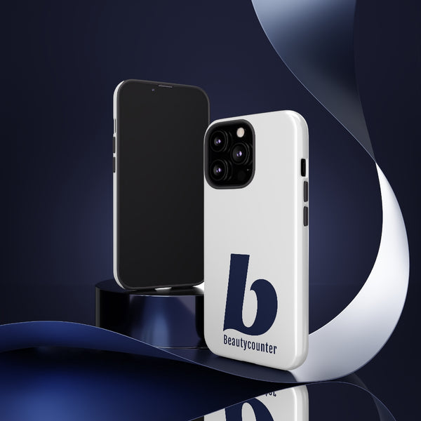 TOUGH Version Pretty Printing X Beautycounter Limited Edition Case White with navy logo