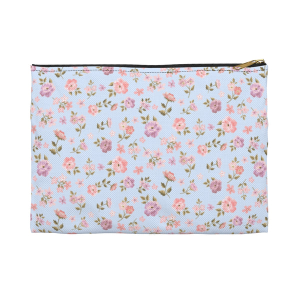 Loveshackfancy Inspired Ditsy Floral Blue Pattern -  Accessory Pouch Zip Closure Available in Two Sizes