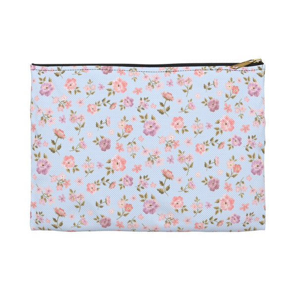 Loveshackfancy Inspired Ditsy Floral Blue- Accessory Pouch Zip Top - Clutch - Makeup Case Toiletry Travel Two size Shabby Chic