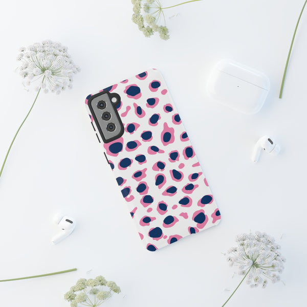 TOUGH Version Pretty Printing X Beautycounter Limited Edition Case Preppy Leopard Spots in Pink and Navy