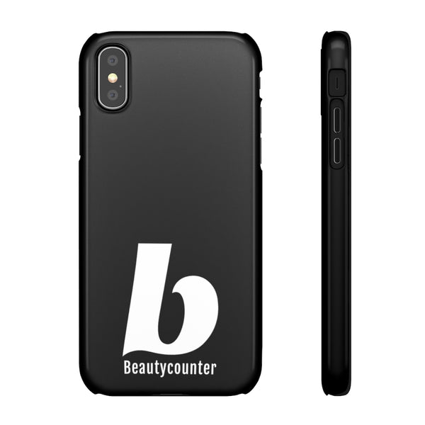 SLEEK Version Pretty Printing X Beautycounter Phone Case Black with White Logo