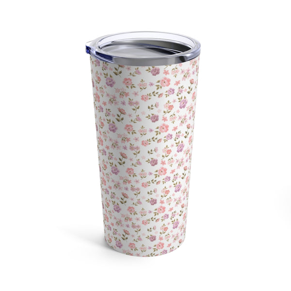 Preppy Disty Floral Tumbler in White Tumbler Drink stays cool 20oz Loveshackfancy Inspired