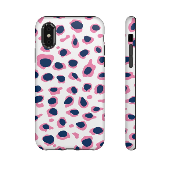 TOUGH Version Pretty Printing X Beautycounter Limited Edition Case Preppy Leopard Spots in Pink and Navy