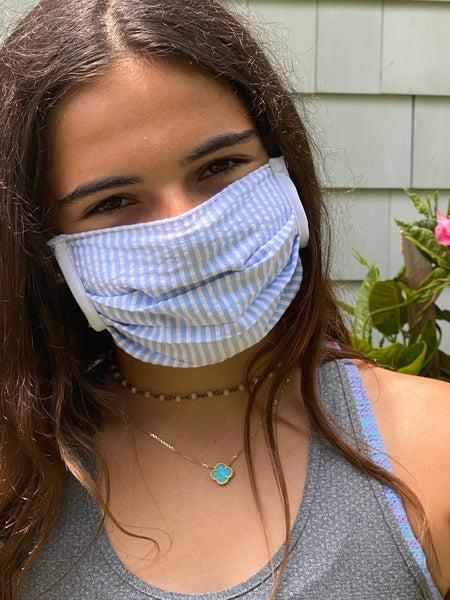 FACE MASK with filter - Seersucker 2 Pack (Pink/Blue combo)