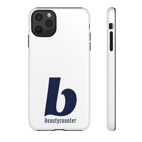 TOUGH Version Pretty Printing X Beautycounter Limited Edition Case White with navy logo