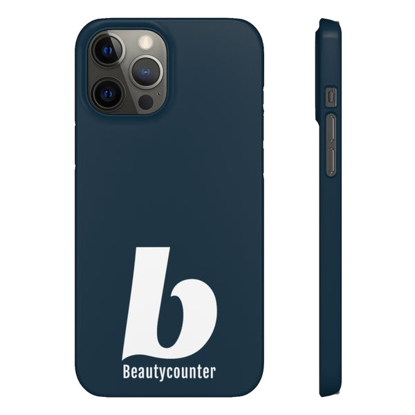 SLEEK Version Pretty Printing X Beautycounter Phone Case Navy with White Logo