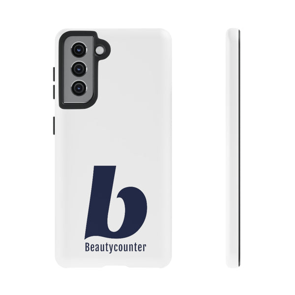 TOUGH Version Pretty Printing X Beautycounter Limited Edition Case White with navy logo