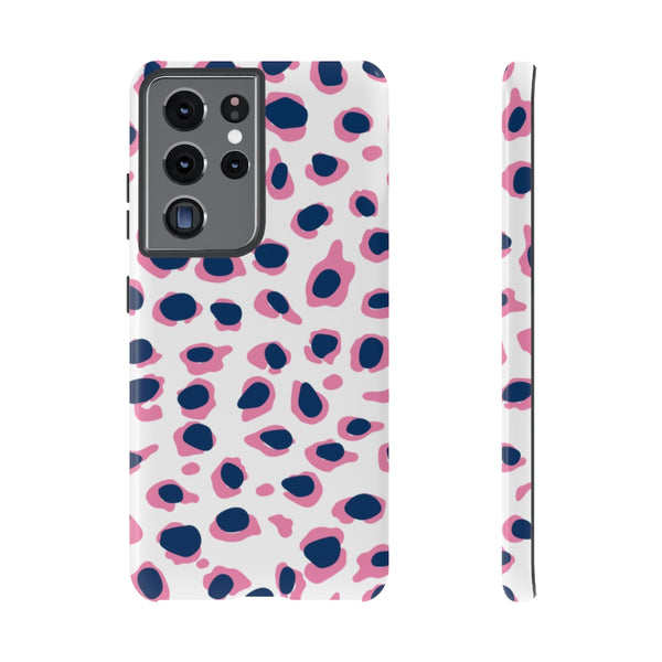 TOUGH Version Pretty Printing X Beautycounter Limited Edition Case Preppy Leopard Spots in Pink and Navy