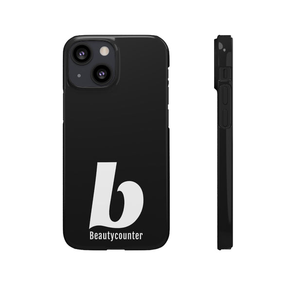 SLEEK Version Pretty Printing X Beautycounter Phone Case Black with White Logo