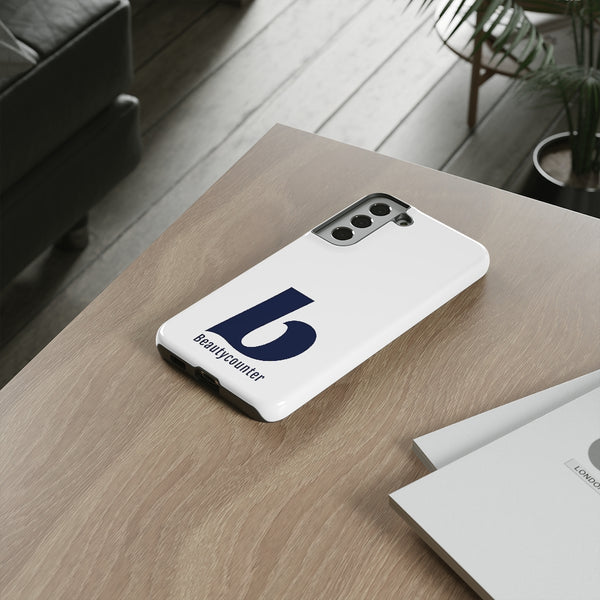 TOUGH Version Pretty Printing X Beautycounter Limited Edition Case White with navy logo