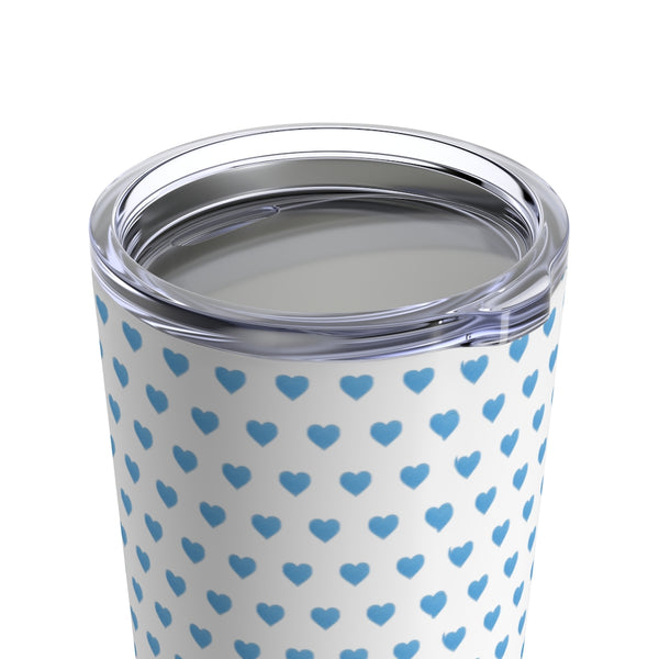 Preppy Watercolor Hearts in Blue Tumbler Drink stays cool 20oz