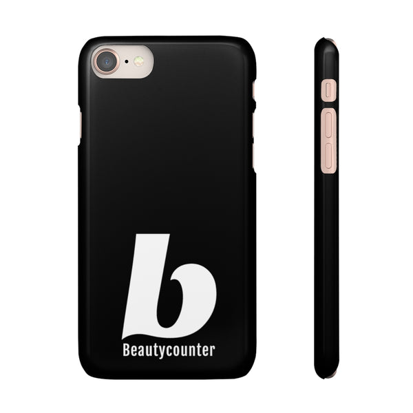 SLEEK Version Pretty Printing X Beautycounter Phone Case Black with White Logo