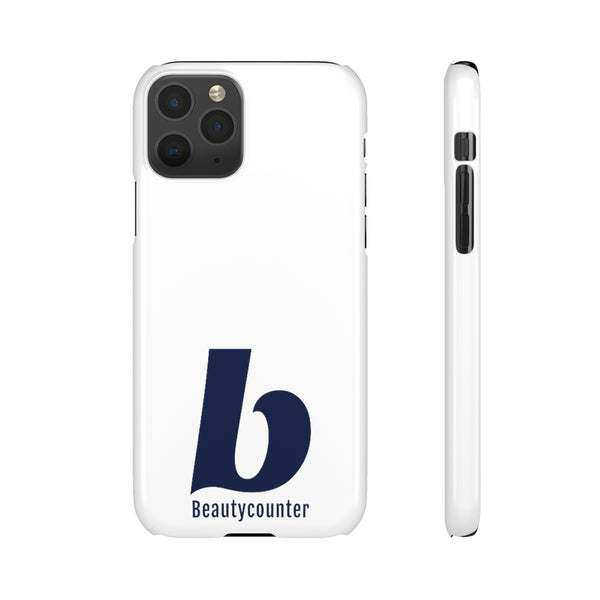 SLEEK Version Pretty Printing X Beautycounter Phone Case White with Navy Logo