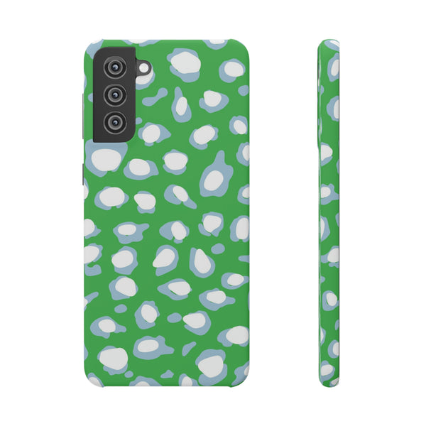 Preppy Leopard Kelly Green + Aqua Spots Protective Phone Case