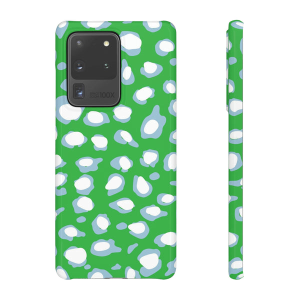 Preppy Leopard Kelly Green + Aqua Spots Protective Phone Case