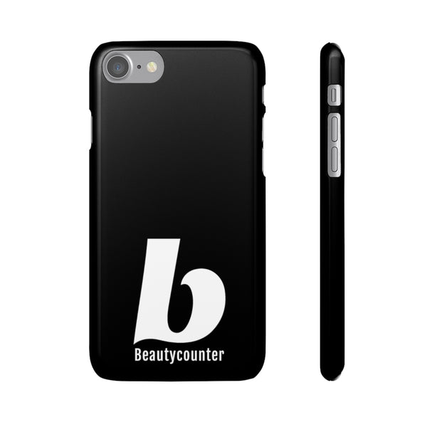 SLEEK Version Pretty Printing X Beautycounter Phone Case Black with White Logo