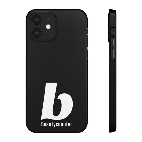 SLEEK Version Pretty Printing X Beautycounter Phone Case Black with White Logo