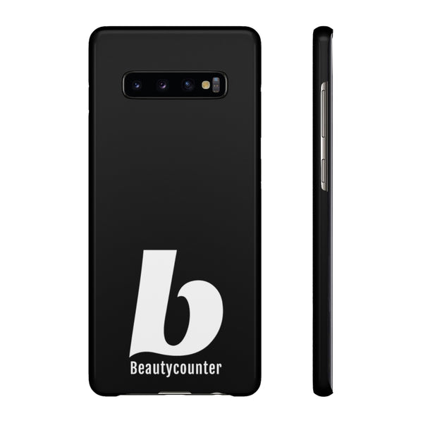 SLEEK Version Pretty Printing X Beautycounter Phone Case Black with White Logo