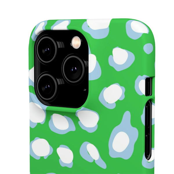 Preppy Leopard Kelly Green + Aqua Spots Protective Phone Case