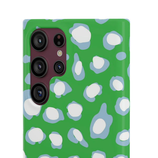 Preppy Leopard Kelly Green + Aqua Spots Protective Phone Case