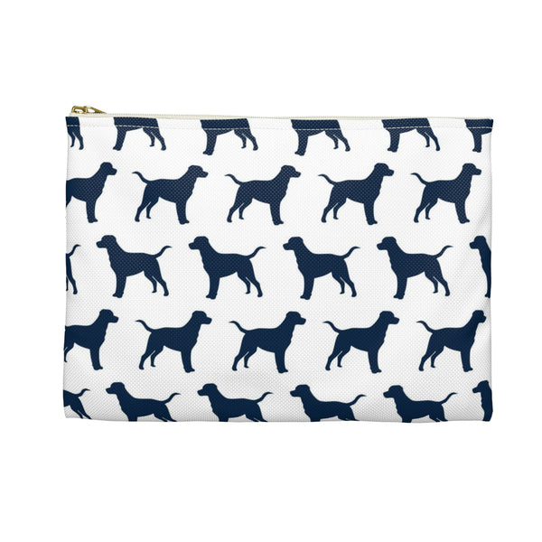 Labrador Retriever Pattern in Navy Zip Pouch, Catchall, Makeup Case, Zip accessory clutch Bag